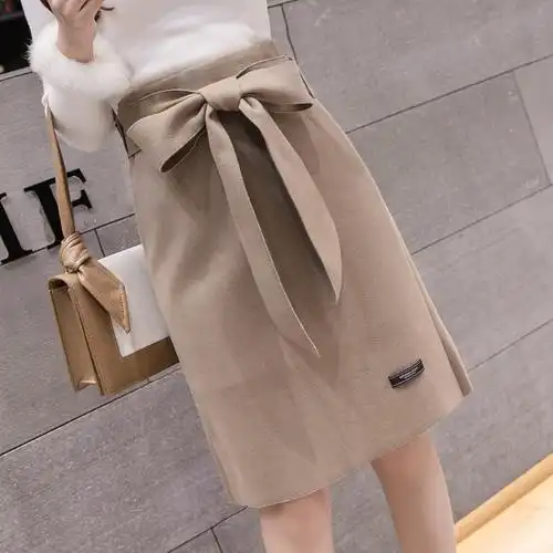 实拍2019冬季新款百搭半身裙时尚中长款裙子女修身一布裙