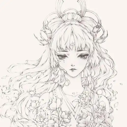 高能多图!古风汉服人物手绘线稿