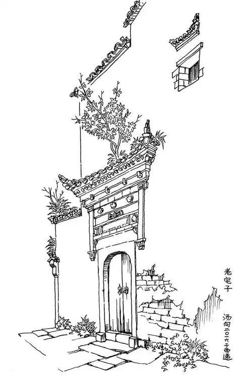 绘画入门基础|古镇风景钢笔速写作品