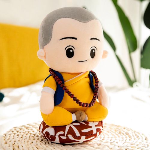 可爱打坐一禅小和尚毛绒玩具一休公仔布娃娃男孩睡觉抱枕生日礼物