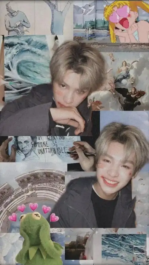 黄明昊拼贴壁纸黄明昊文艺复古个性拼贴