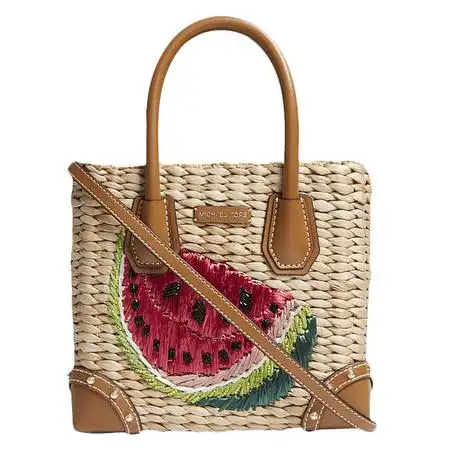 michael kors 迈克·科尔斯 棕褐色中号编织西瓜图案单肩手提包 30s8g