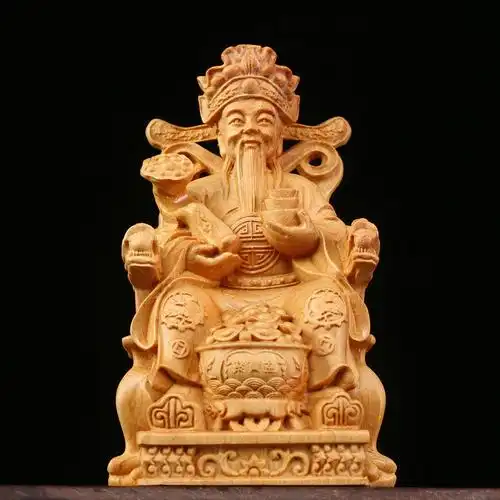 财神崖柏武财神文财神神像店铺黄杨家用供奉佛像木雕