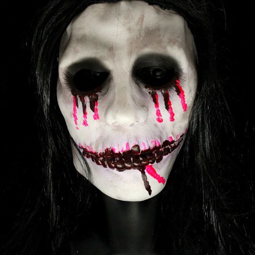 面具全脸密室逃脱鬼屋吓人泰国恐怖道具npc万圣节 血烂嘴【假发款】