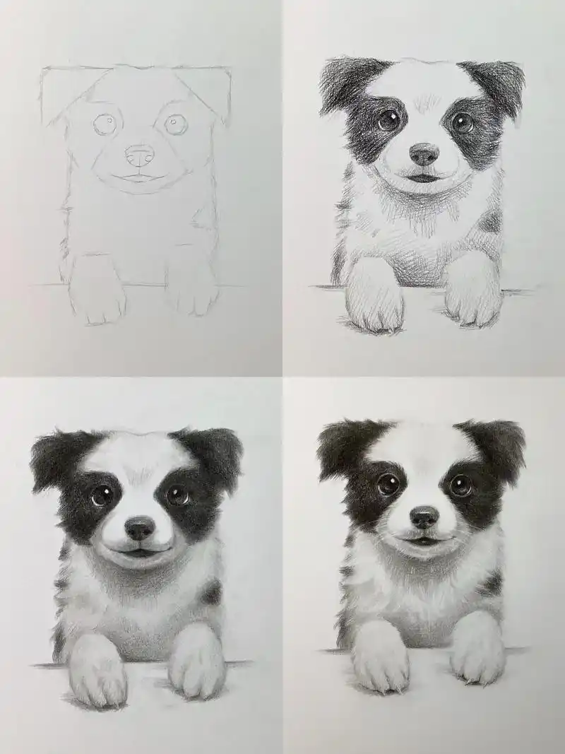 画了一只狗 你看方不方?#素描 #狗狗#零基础学画画 #素描 - 抖音