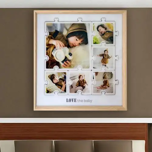 儿童拼图磁性移动原木相框宝宝定制亚克力照片组合像框墙环保磁铁