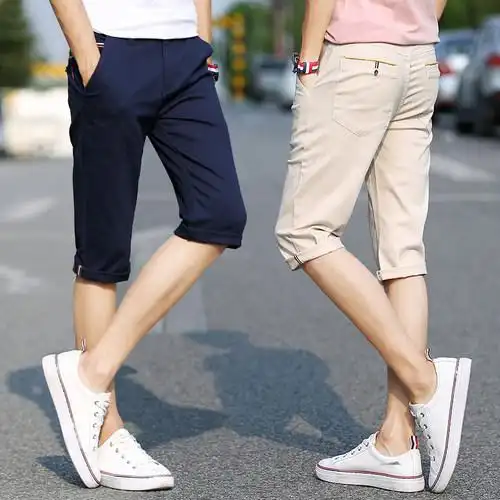 尊贵马休闲短裤男士七分裤宽松直筒夏季薄款韩版潮流中裤子男外穿