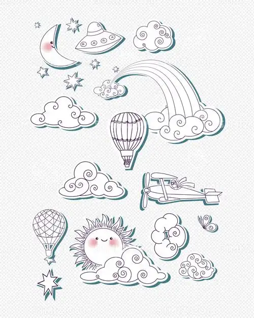 画白天的天空简笔画