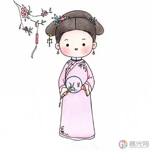 清宫女孩简笔画画法,清宫美女简笔画画法教程