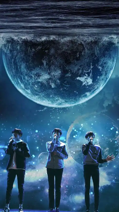 tfboys,王俊凯,王源,易烊千玺,板绘元宵节.夜空中的少年.太美了.