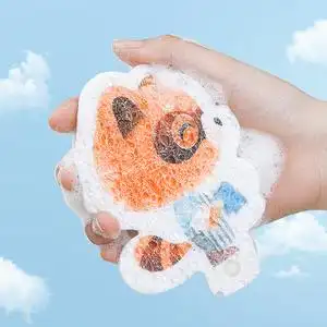 压缩木浆棉洗碗擦抹布厨房可爱卡通清洁海绵不沾油去污百洁布神器