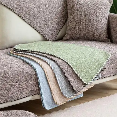 亚麻四季通用棉麻沙发垫防滑布艺沙发套夏季通用简约沙发巾坐垫套小鹿