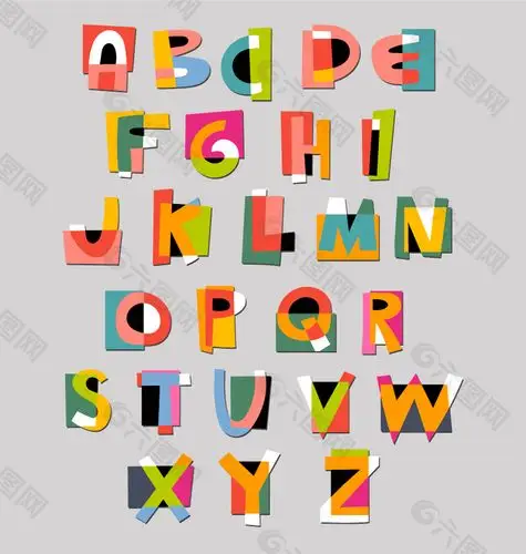 26个字母艺术字矢量