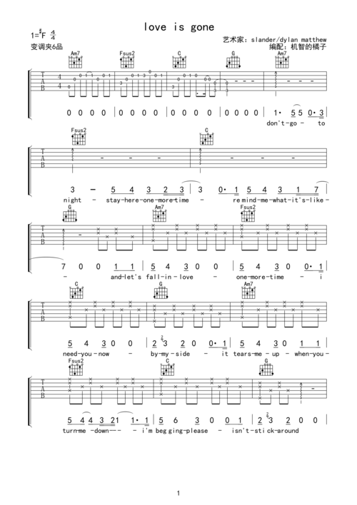 slanderloveisgone吉他谱