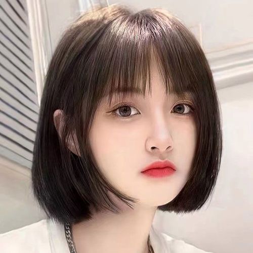 假发女短发bobo头新款时尚全头头套自然波波头仿真人发整顶短直发