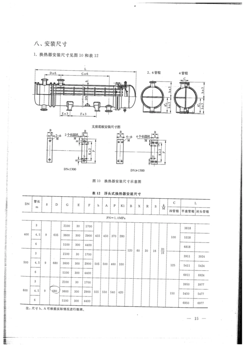 换热器尺寸标准