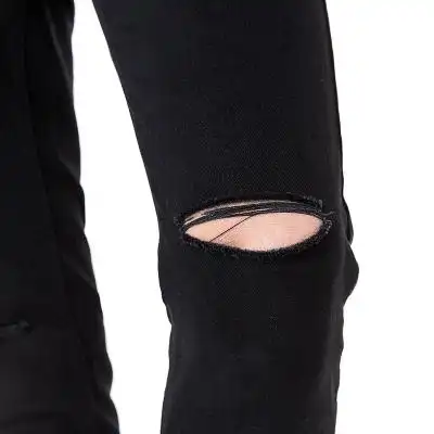 太平鸟男装 春季新品黑色裤子男破洞牛仔裤膝盖刀割男生长裤