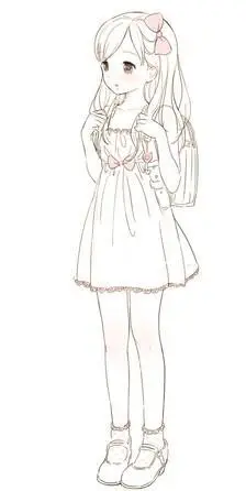 女生简笔画全身画现代版