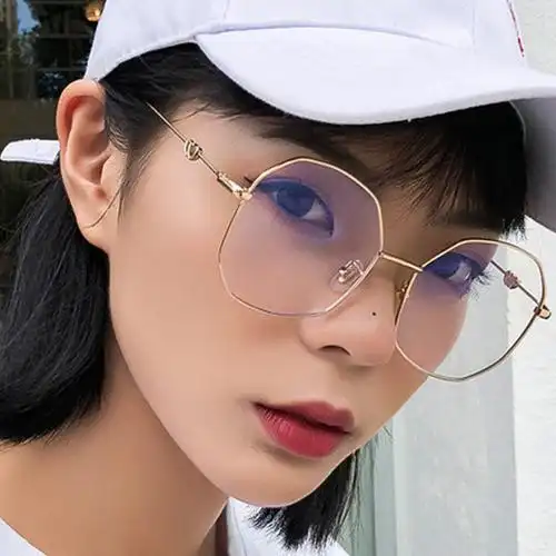 网红女韩版镜框光眼瘦平圆显大脸古街复古ins眼镜架