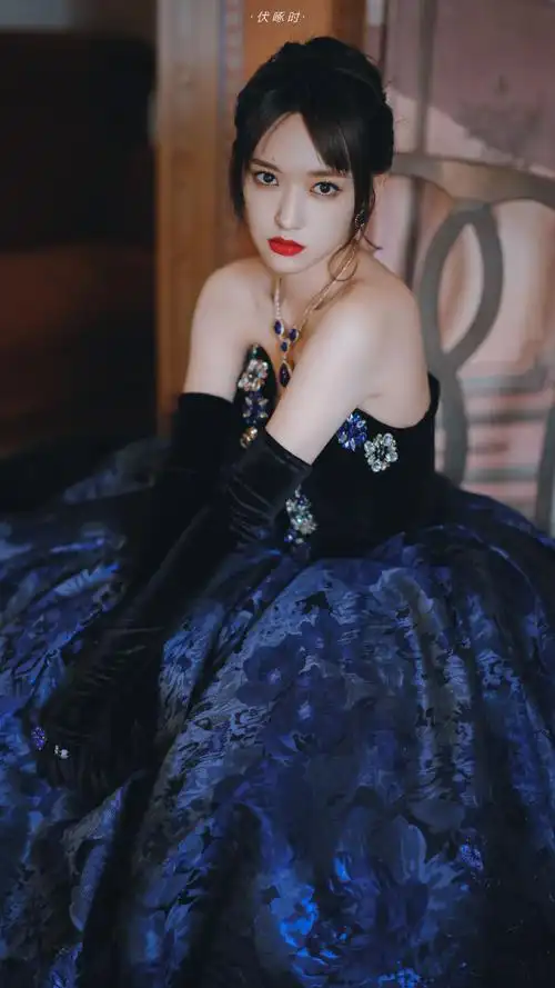 程潇迷雾暗花宫廷礼裙