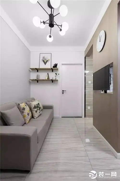 50平小户型两居室现代极致简约风客厅装修效果图