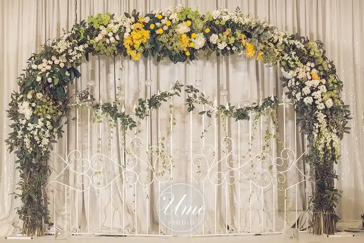 婚礼布置背景墙清新森系婚礼