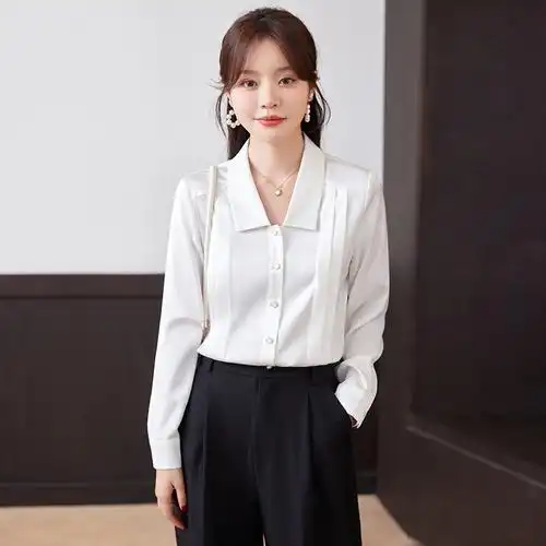 职业装女白衬衫内搭春秋新款气质女神范通勤套装面试正装长袖衬衣