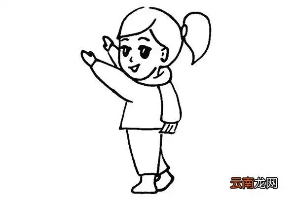 春节贴福字的小女孩的画法 图解教程简笔画怎么画步骤教程