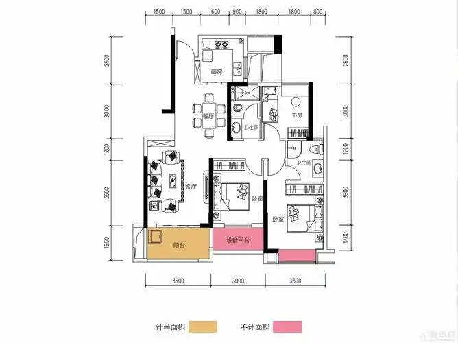 长沙福晟·克拉美丽山庄二期4室2厅2卫户型图-长沙楼盘网