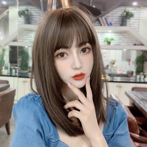 假发女中长发网红时尚内扣锁骨发型自然圆脸日常整顶假发