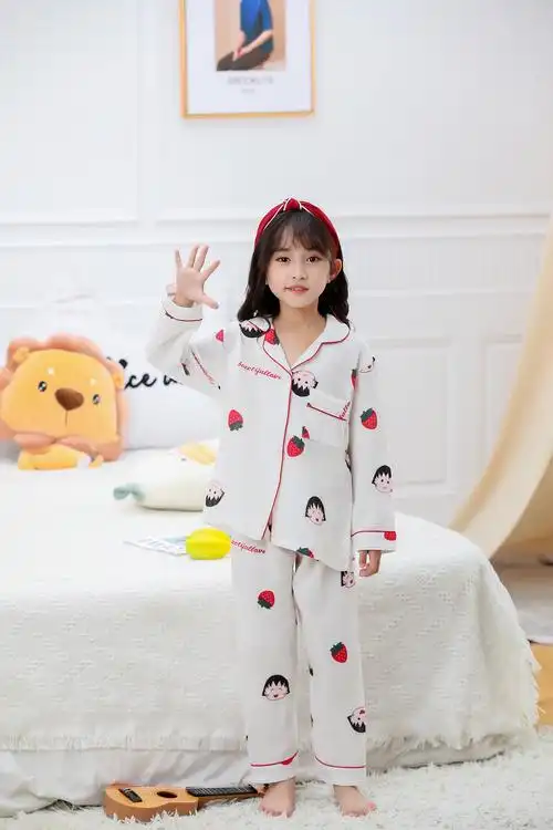 儿童睡衣春秋季纯棉2024新款纱布薄款长袖宝宝女孩大童家居服套装