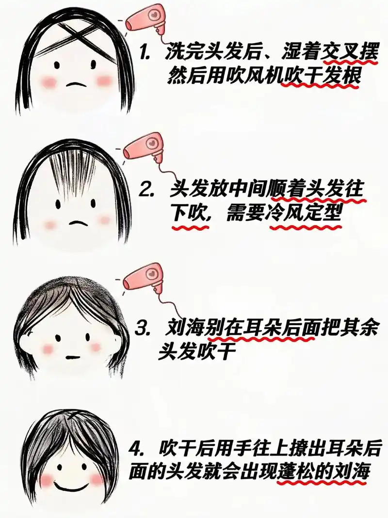 简单的八字刘海打理方法,你学会了吗?