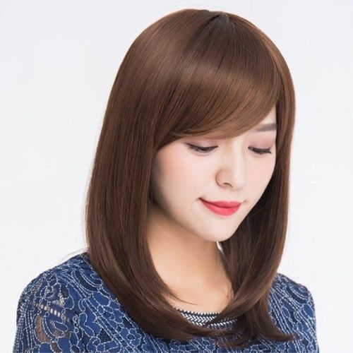 时尚假发女中长直隐形无痕刘海蓬松修脸锁骨日常整顶假发