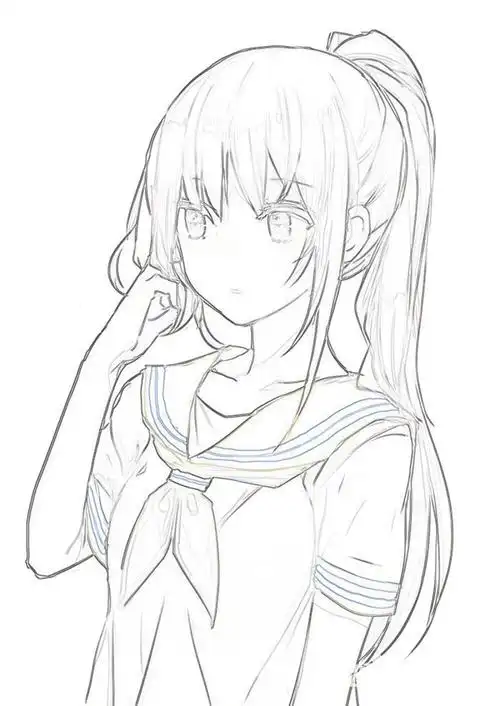 铅笔画漫画人物女孩全身可爱型铅笔画漫画人物女孩上身绘画图片