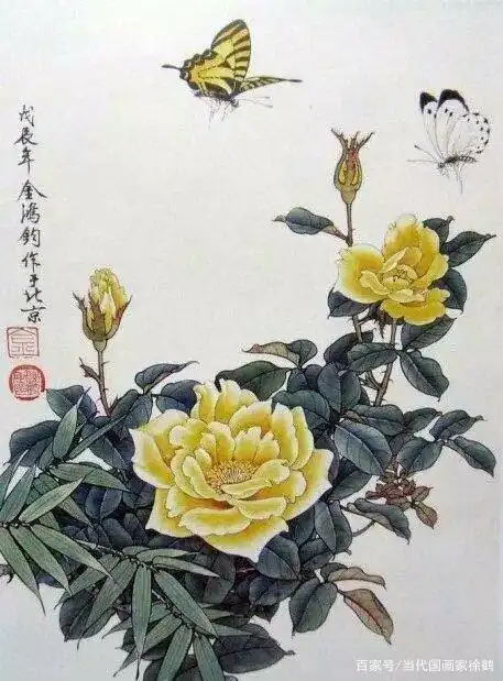 月季花工笔画作品