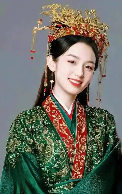 女明星绿色婚服古装造型_新郎_婚纱_红女