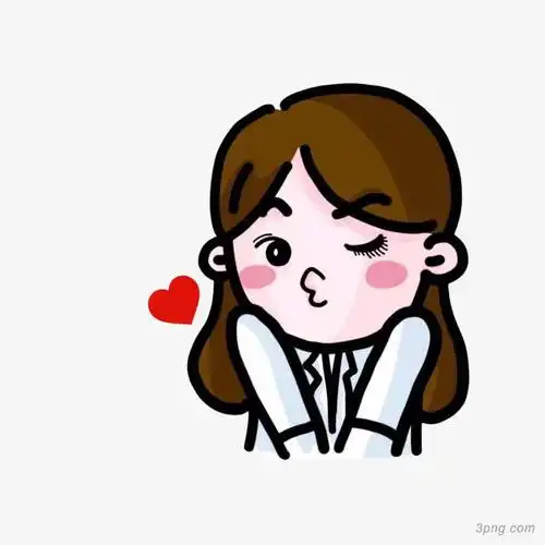 卡通害羞耸肩嘟嘴的女孩