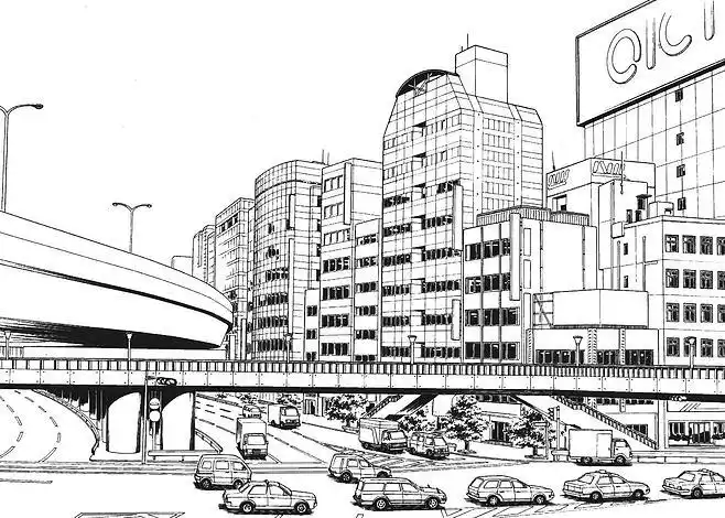 场景线稿图片 黑白cg二次元漫画背景参考城市街道背景线条素材是勿