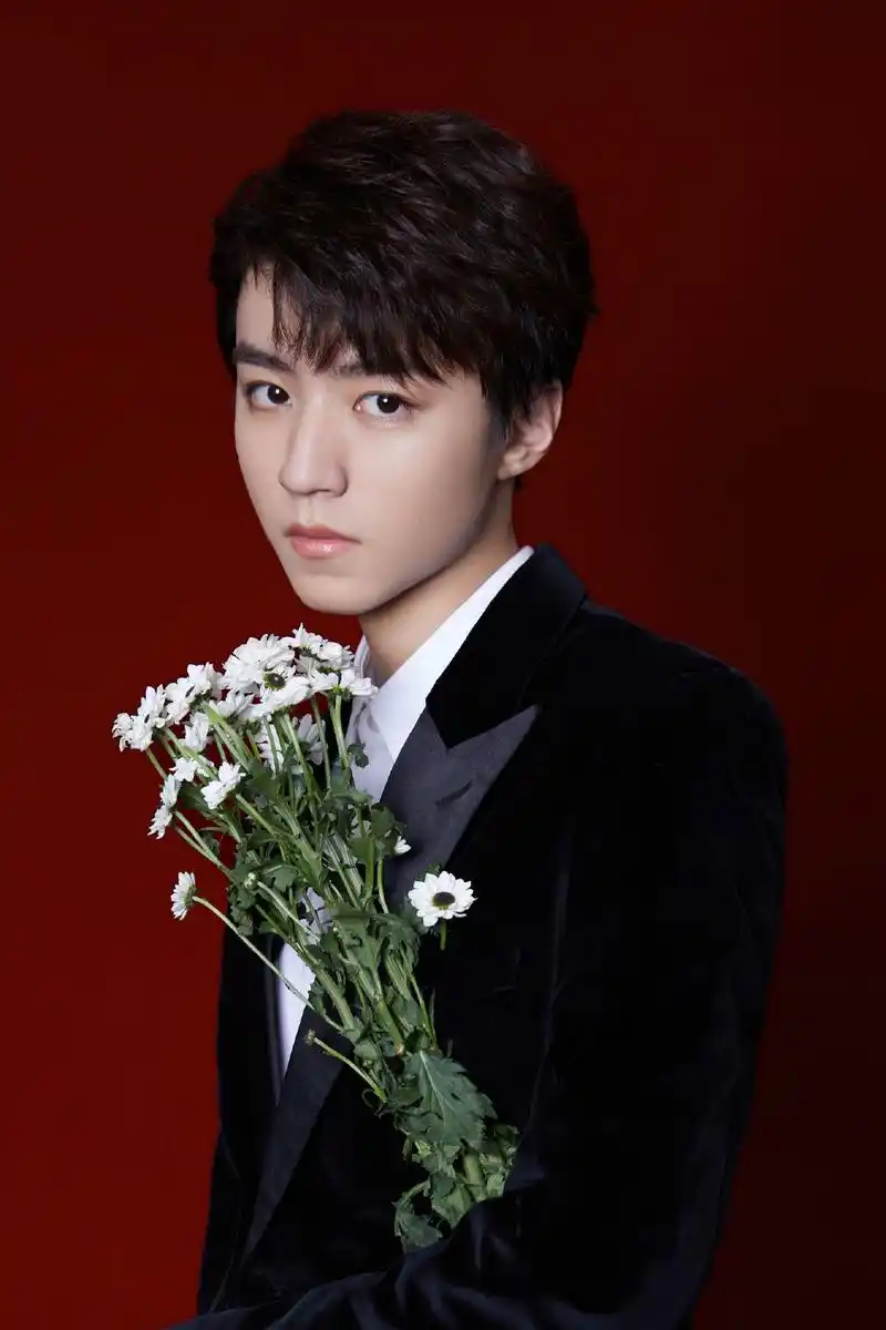 20岁王俊凯出席活动,一身丝绒小雏菊礼服帅气有加,侧颜图太抗打