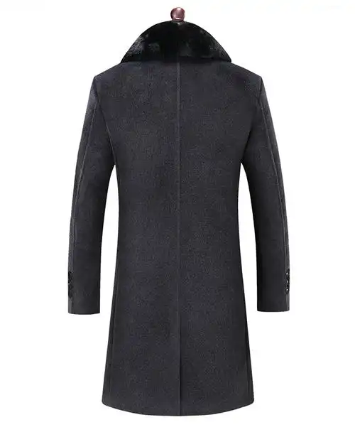 男冬季中老年男毛呢大衣羊毛大衣毛领加绒加厚中长款呢子风衣男外套