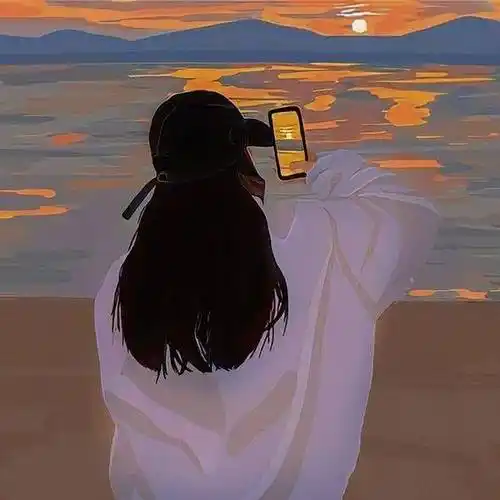 女生看日出背影头像,一个人孤独看日出图片