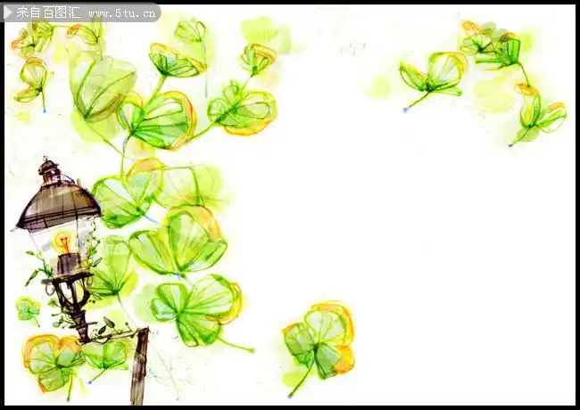 水彩四叶草插画-卡通漫画-百图汇素材网