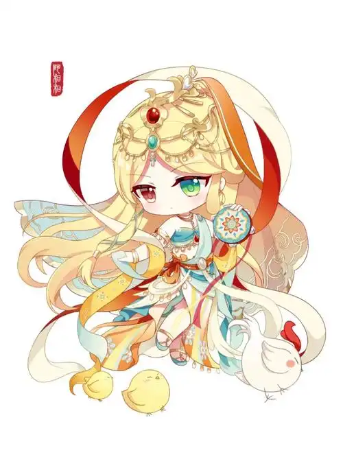 国风q版拟人鸡原创绘画插画二次元分享