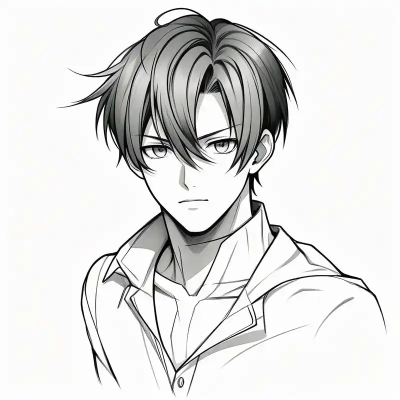 这组黑白素描动漫男生头像,展现了一种沉静与深邃的气质,仿佛每一个