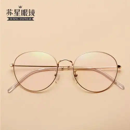 金丝边金色眼镜框女韩版潮复古大圆脸眼睛镜架超轻圆形配近视男