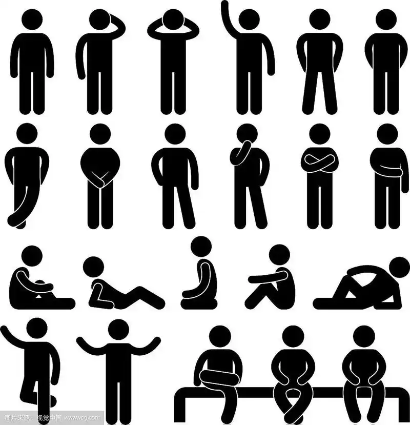 人基本姿势图标符号符号象形文字