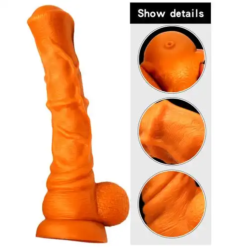 马茎四款金色液态硅胶假阳具女用器具动物马屌出口跨境亚马逊