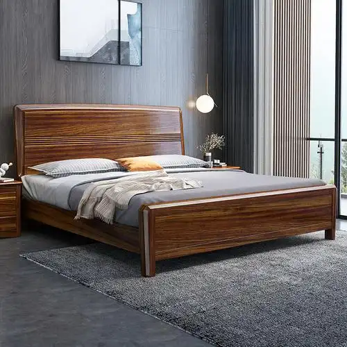 新款乌金金木实木木床米新中式原木双人床现代简约实木床