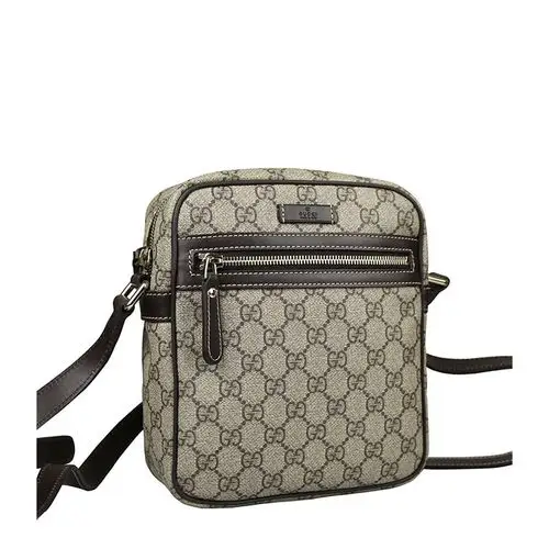 gucci/古驰 男士棕色小号pvc斜挎包 单肩包