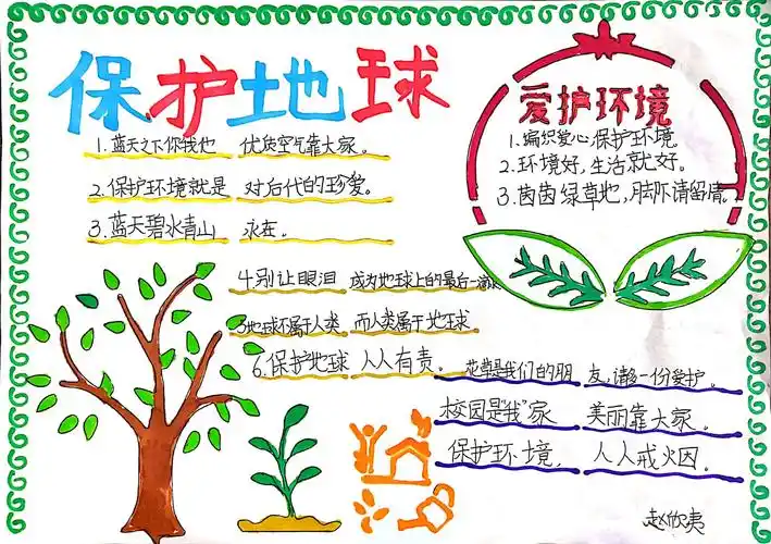关爱地球 保护环境——德州市解放北路小学 写美篇精心制作的手抄报